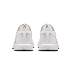 White athletic shoes with a brand logo on a white background
