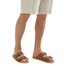 Brunello Cucinelli Brown Suede Slip - On Slides for Men - Cloud TreadMulesBrown suede slides menBrunello Cucinelli men’s slides