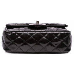 Chanel Black Mini Striped Patent Leather Flap Bag - Cloud Treadblack leather bagChanel accessories