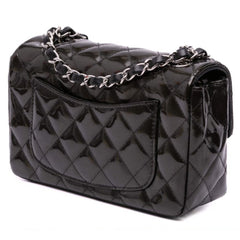 Chanel Black Mini Striped Patent Leather Flap Bag - Cloud Treadblack leather bagChanel accessories