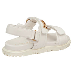 Dior Dioract White Lambskin Sandals | Gold Signature & Adjustable Straps - Cloud Tread