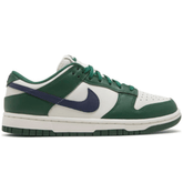 Side view of Nike Dunk Low ‘Gorge Green’ sneaker with green and white panels