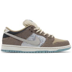 Side view of Nike Dunk Low SB 'Big Money Savings' sneaker with mismatched textures