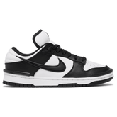 Side view of Nike Dunk Low Twist ‘Panda’ sneaker in black and white