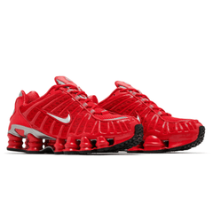 Front angle of Nike Shox TL ‘Speed Red’ sneaker showing mesh upper
