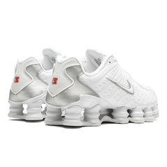 Front view of Nike Shox TL "White" sneaker with mesh upper
