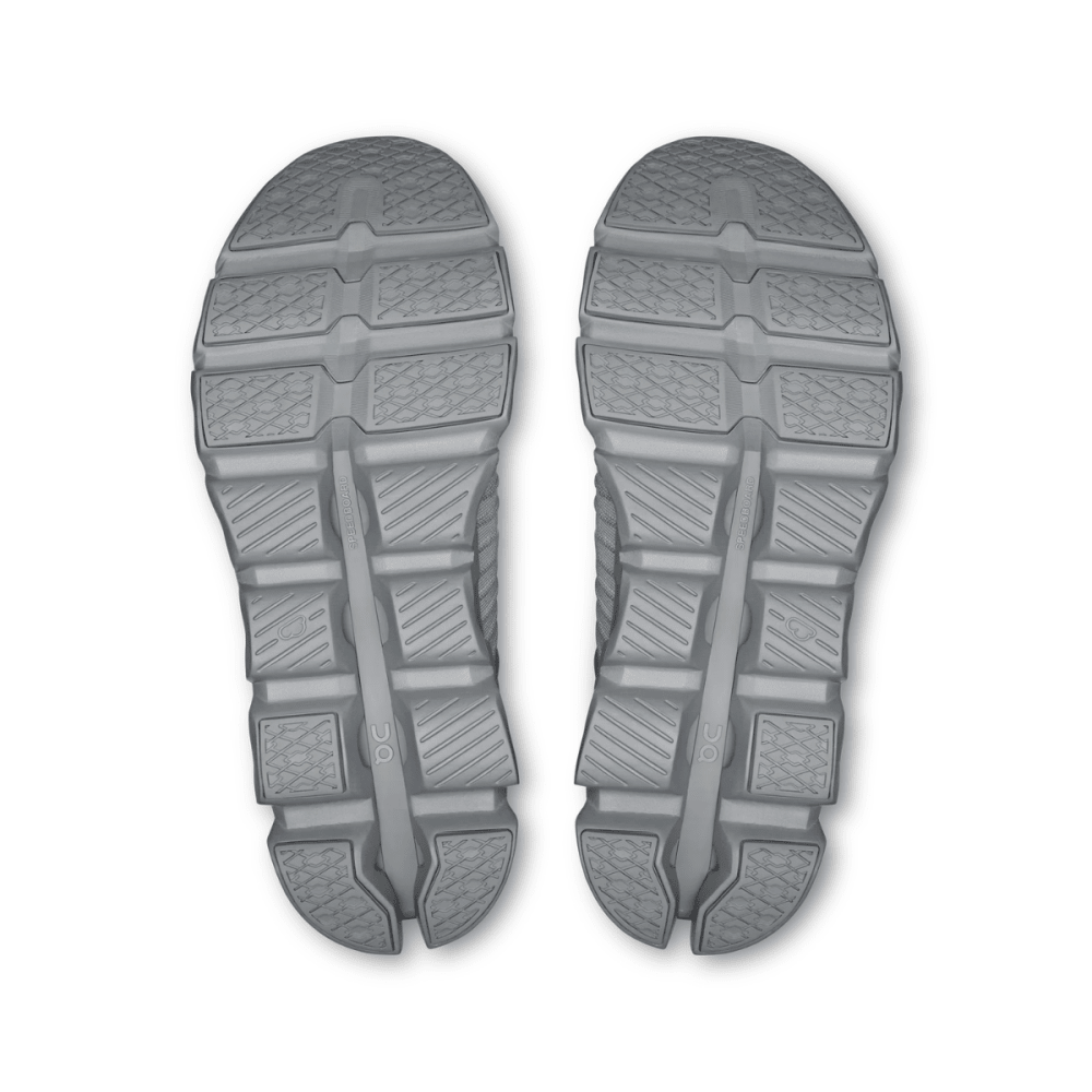 Black rubber sole of a shoe on a white background