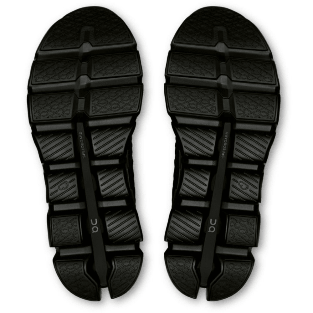 Black sandal sole with brand logo on a white background