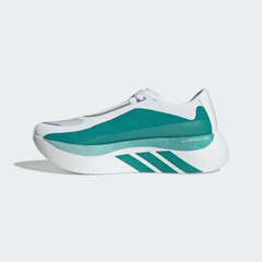 Front view of adidas Hyperboost Edge Cloud White and green shoes