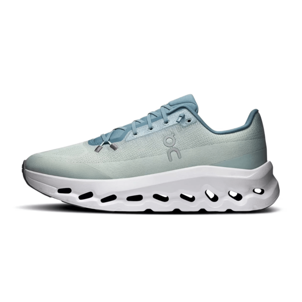 Front view of blue and white On Cloudtilt shoes