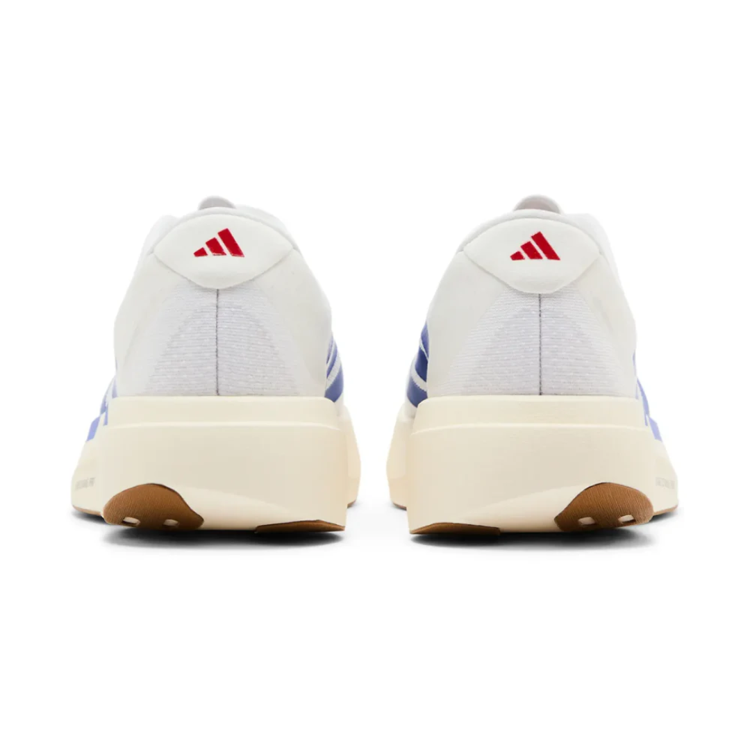 adidas Adizero Evo SL White Royal Blue on feet Dubai