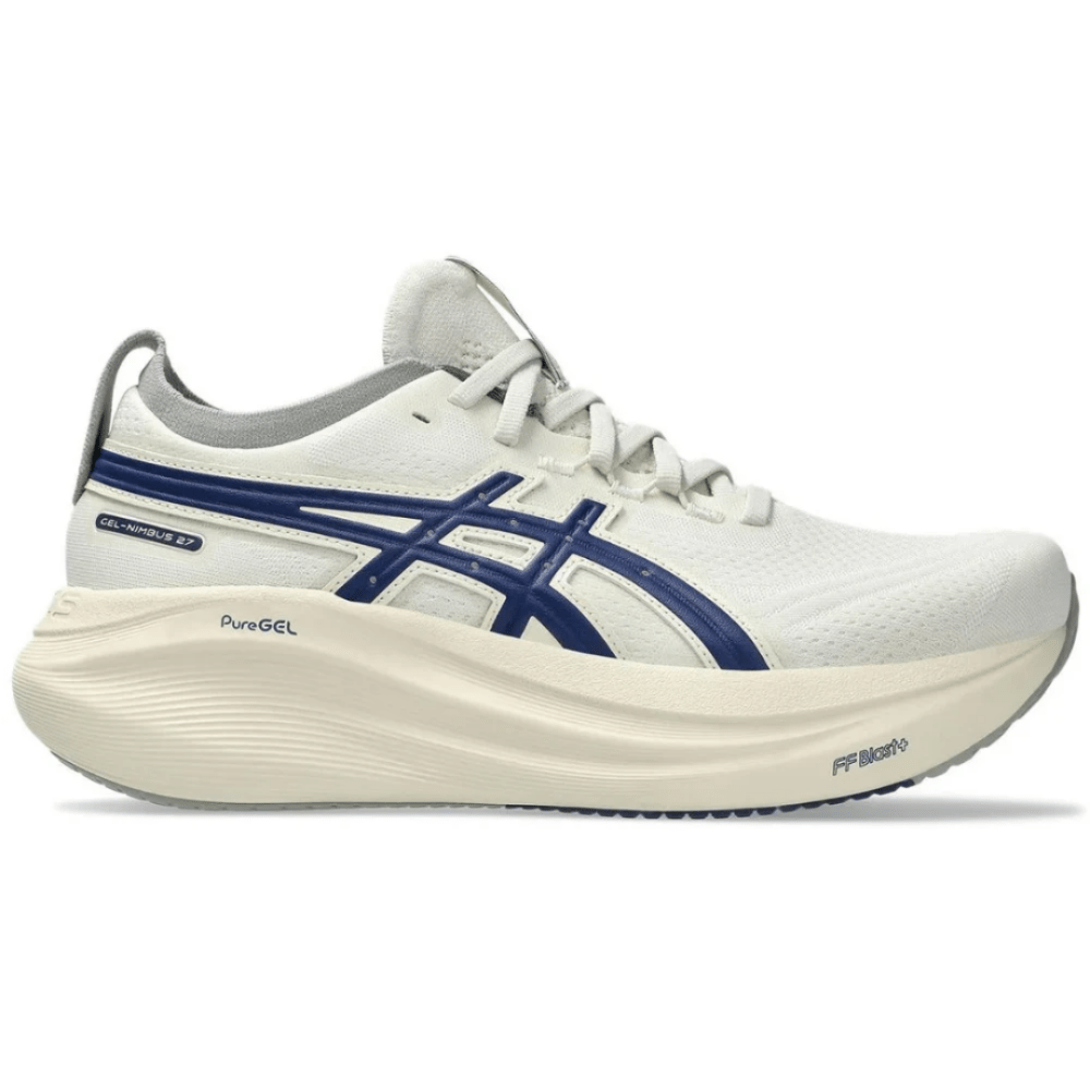 Asics Gel Nimbus 27 "Birch /Indigo Blue" - Cloud Treadasics gel nimbus uaeasics lifestyle shoes dubai
