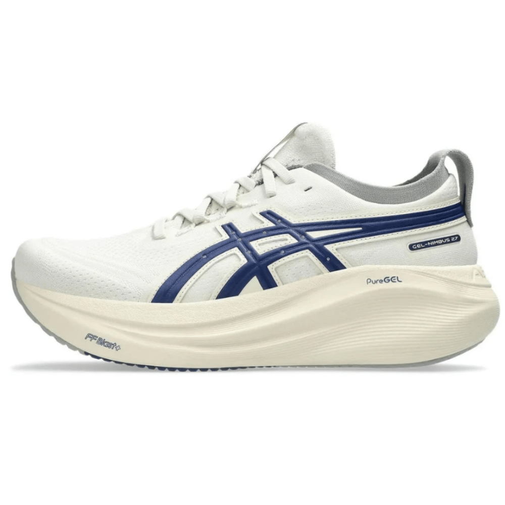 Asics Gel Nimbus 27 "Birch /Indigo Blue" - Cloud Treadasics gel nimbus uaeasics lifestyle shoes dubai
