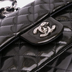 Chanel Black Mini Striped Patent Leather Flap Bag - Cloud Treadblack leather bagChanel accessories