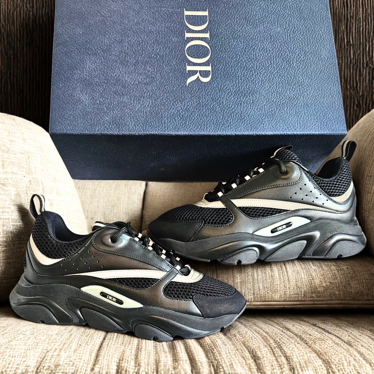 Dior B22 Reflective Black – Designer Sportswear Sneakers - Cloud Tread