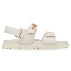 Dior Dioract White Lambskin Sandals | Gold Signature & Adjustable Straps - Cloud Tread