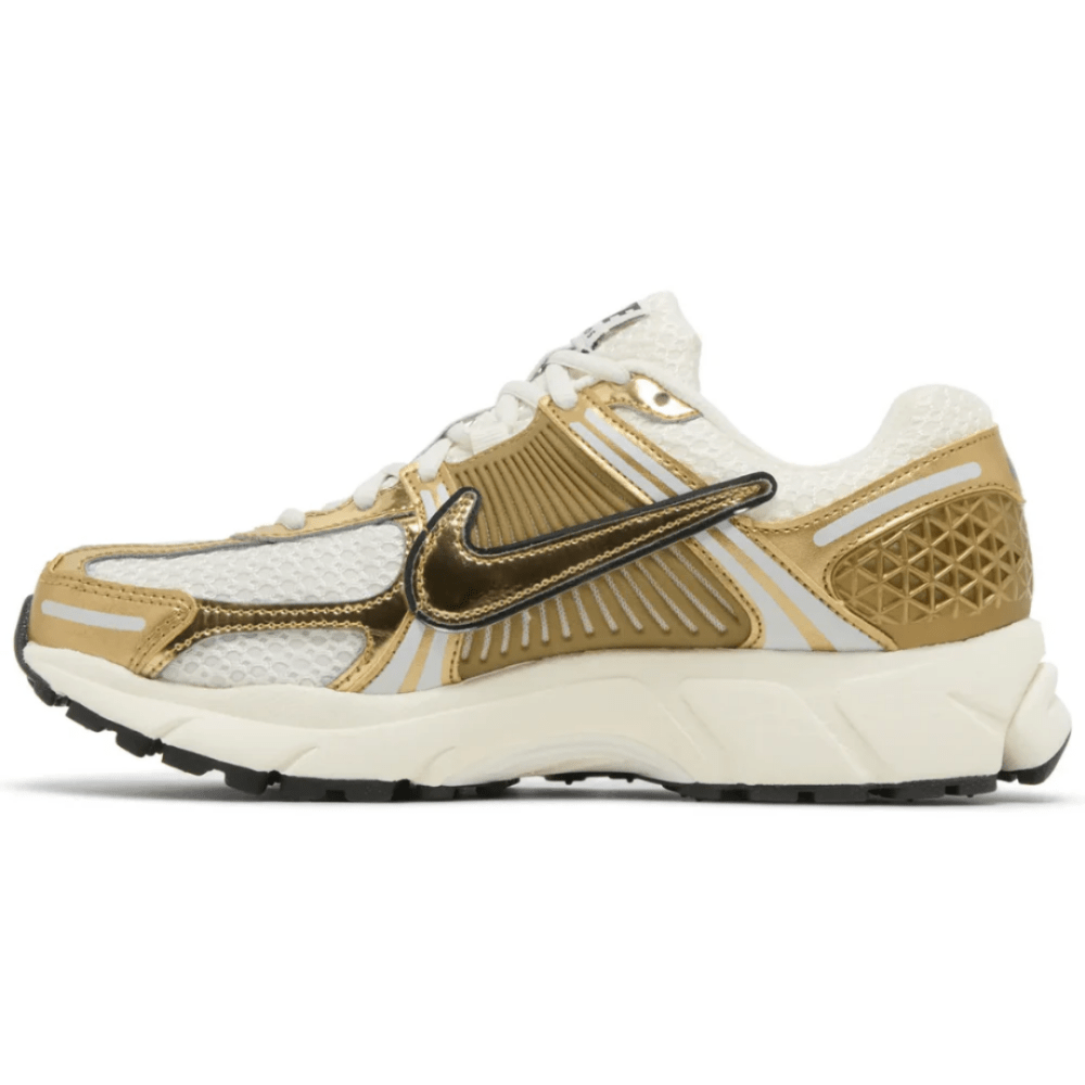 Front view of Nike Air Zoom Vomero 5 ‘Metallic Gold’ sneaker