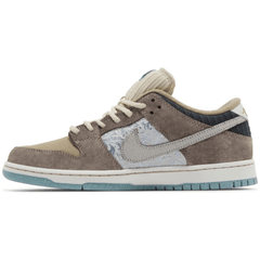 Front view of Nike Dunk Low SB 'Big Money Savings' showing asymmetrical toe design
