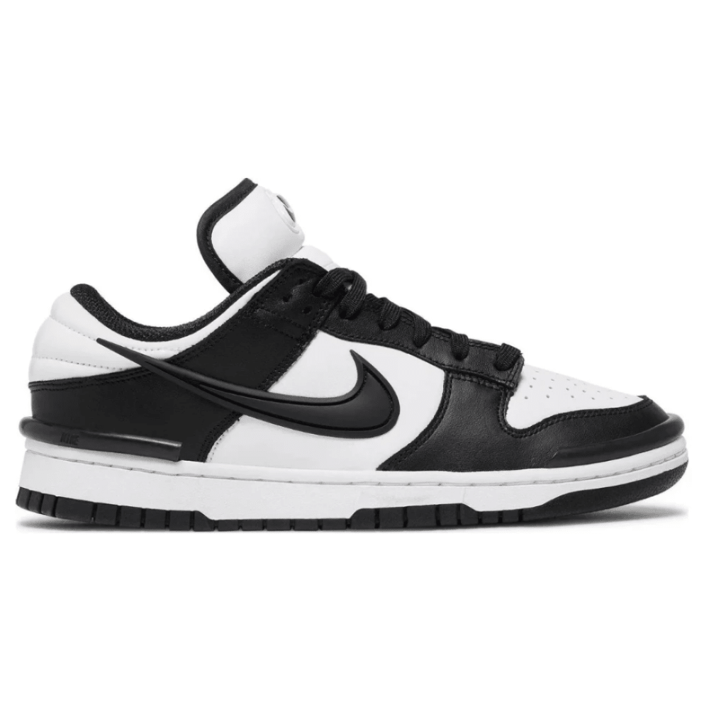 Side view of Nike Dunk Low Twist ‘Panda’ sneaker in black and white