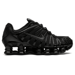 Side view of Nike Shox TL "Black Max Orange" showing full-length Shox columns