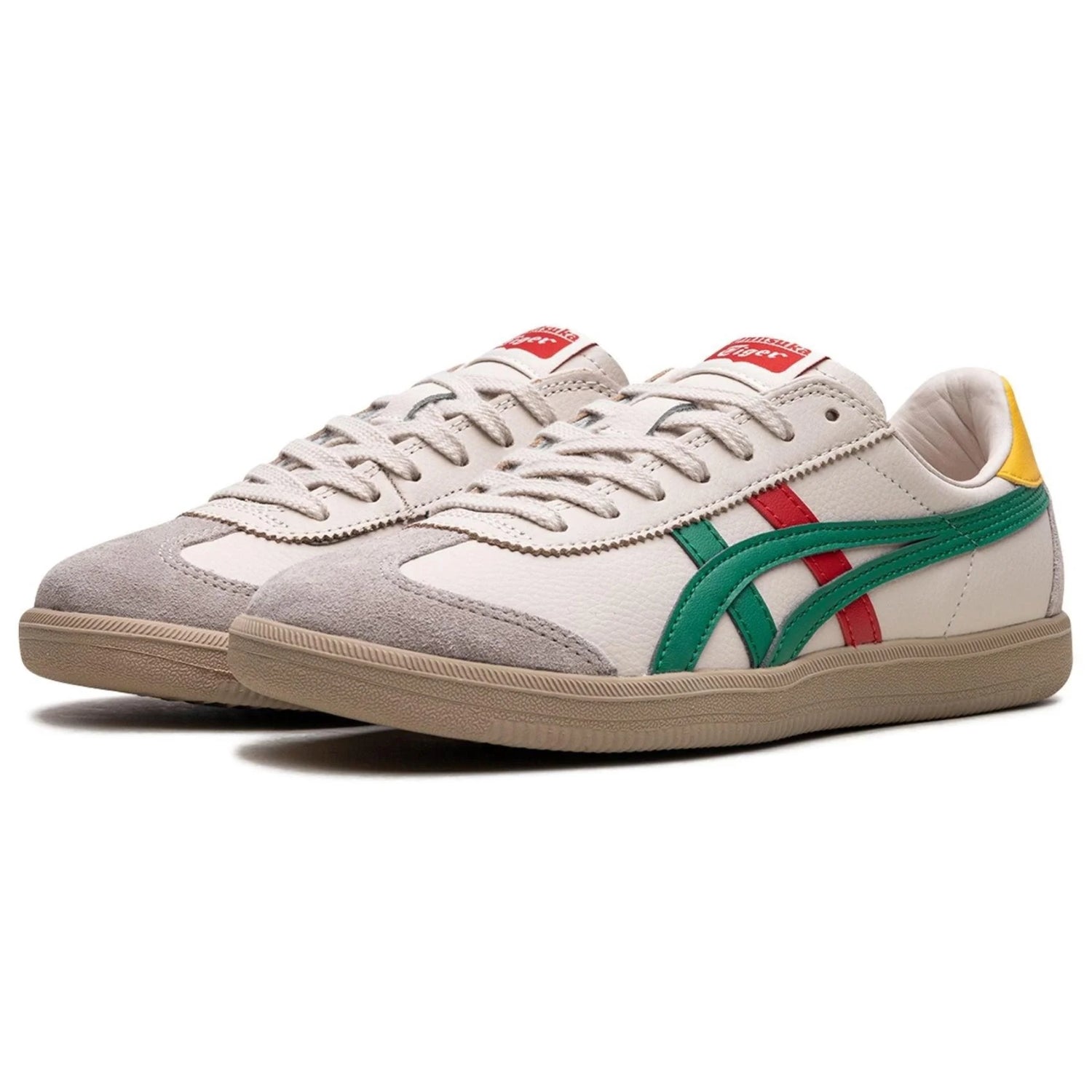 Onitsuka Tiger Tokuten – Cream White Sneakers with Green & Red Detailing - Cloud Tread